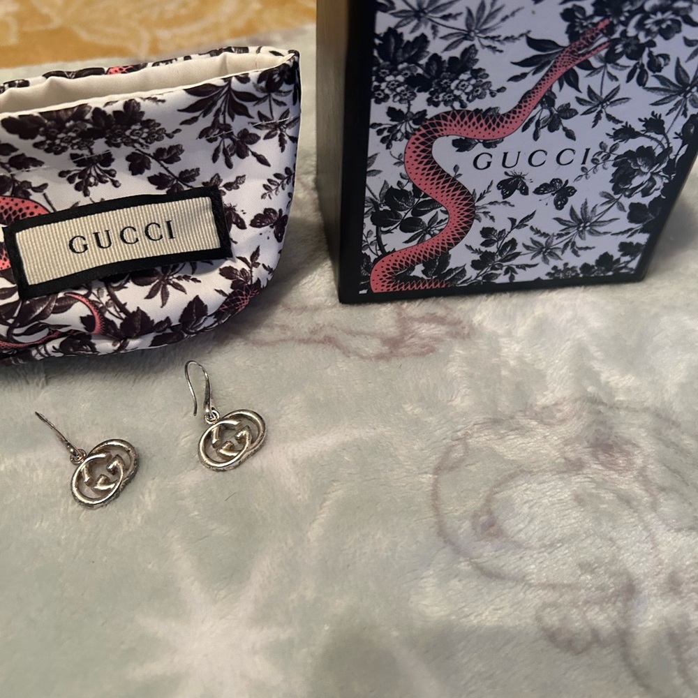 Gucci Silver Earrings with Box